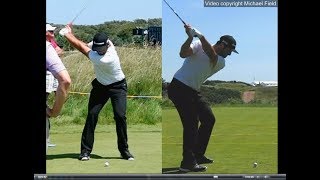 Jon Rahm golf swing  Long Iron faceon amp downtheline July 2017 [upl. by Haididej]