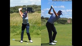 Justin Thomas golf swing  Long Iron faceon amp downtheline July 2017 [upl. by Argela]