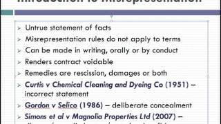 Misrepresentation Lecture 1 of 4 [upl. by Timofei618]